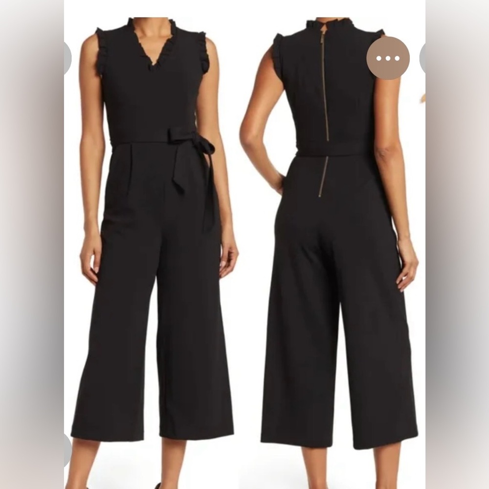 Calvin Klein Black Jumpsuit with Tie Detail Cropped Length